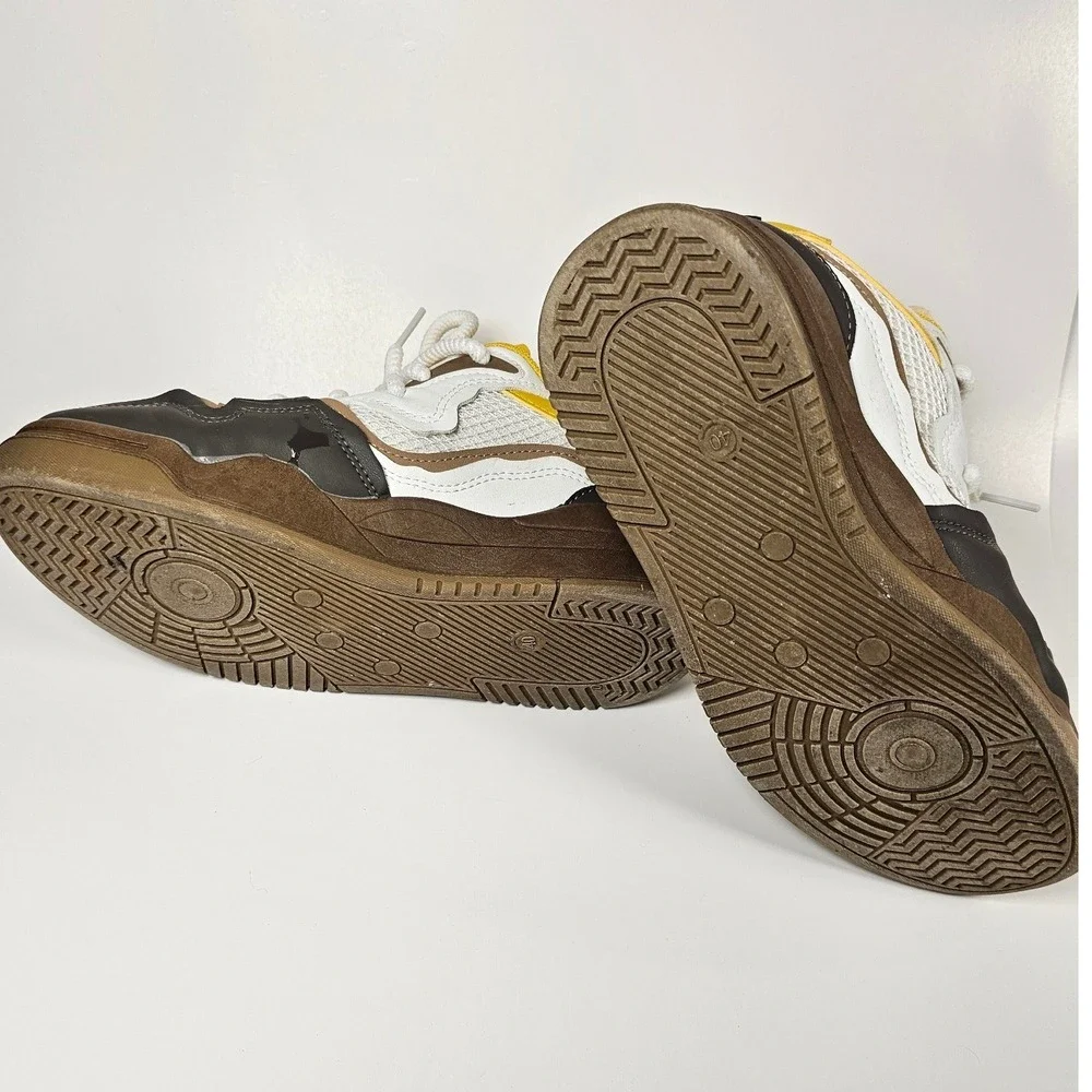 Yellow y2k Chunky Platform Sneakers Yellow Brown White Multi-Color Low Top Shoes